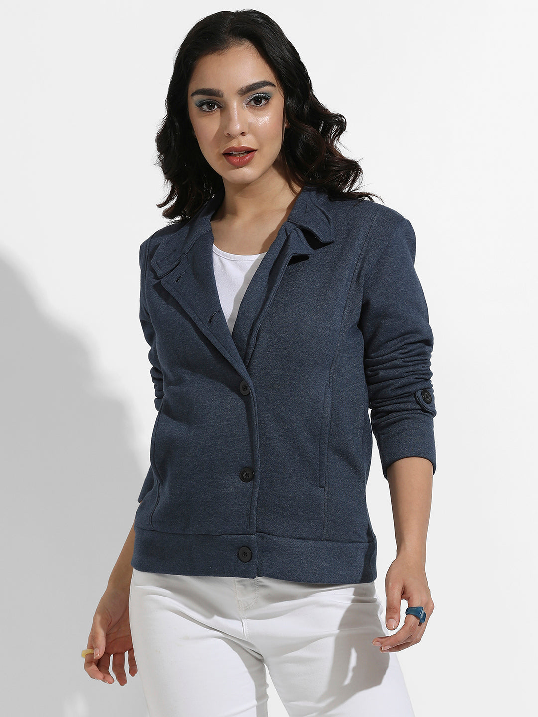 Single-Breasted Jacket With Angled Open Pockets