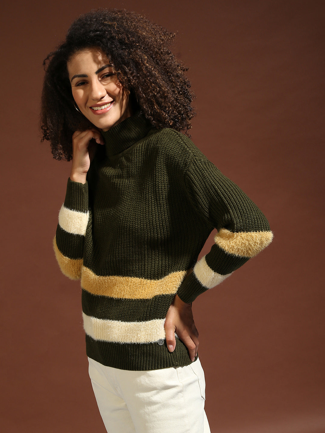 Relaxed Contrast Panel Pullover Sweater