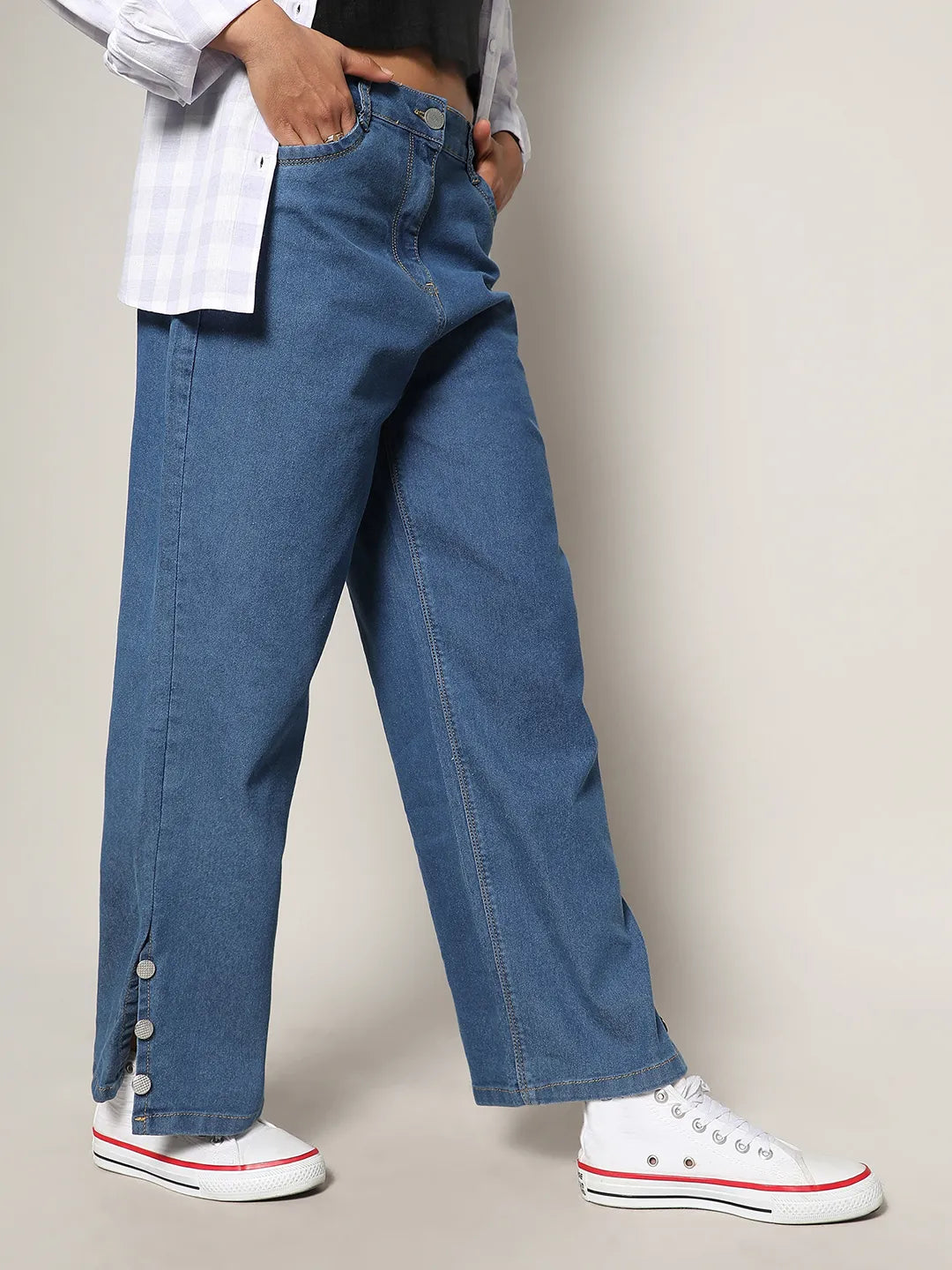 Mid-Rise Baggy Denim Jeans