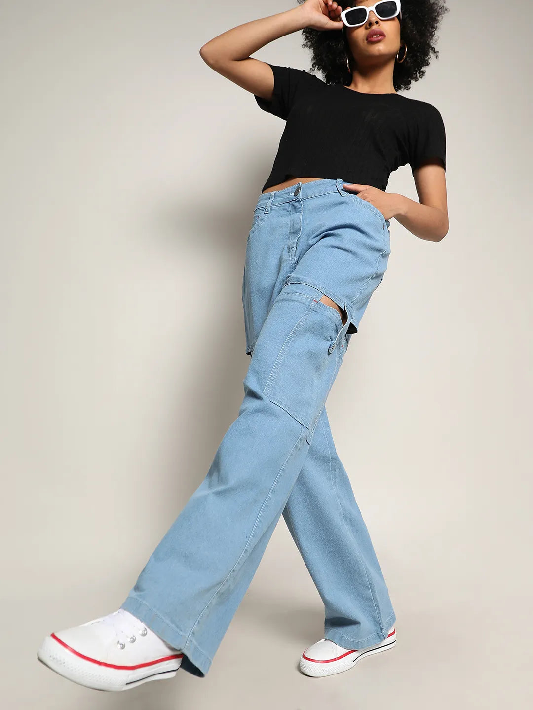 Mid-Rise Cutout Denim Jeans