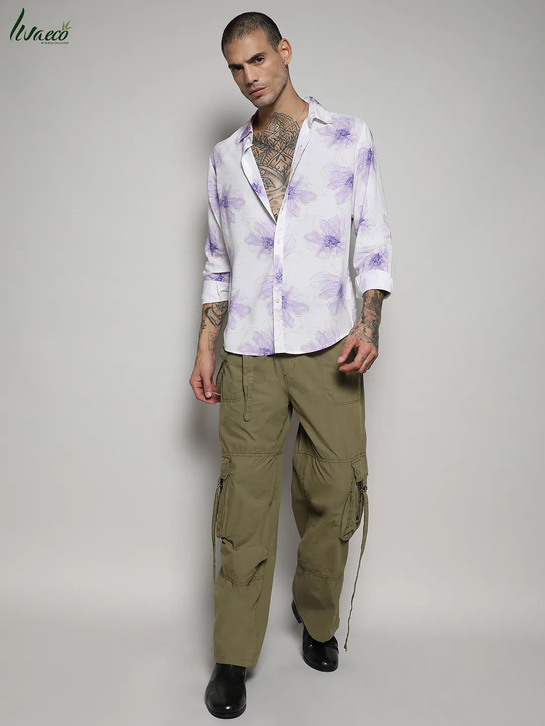 Ecoliva Faded Floral Strokes Shirt