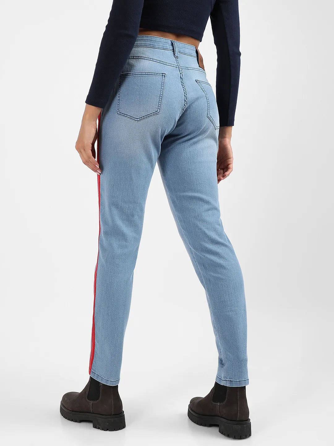 Contrast Side-Striped Denim Jeans