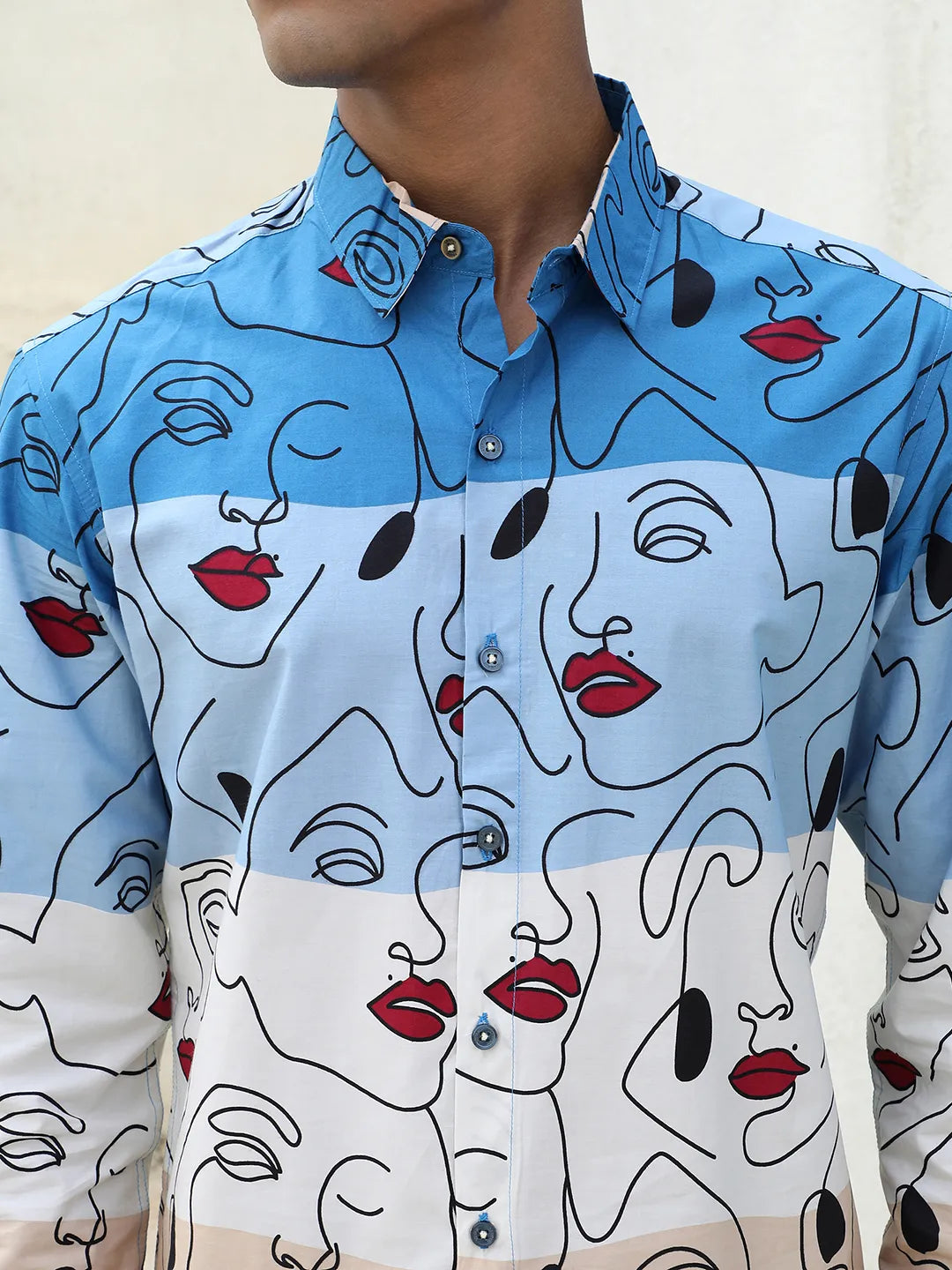 Multicoloured Face Line Shirt