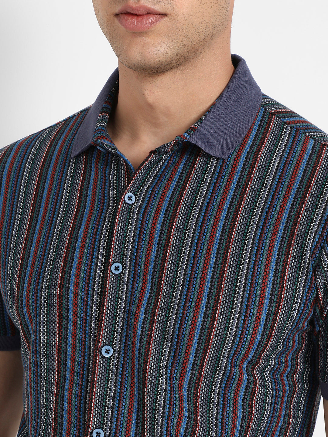 Men's Multicolour Contrast Knitted Shirt