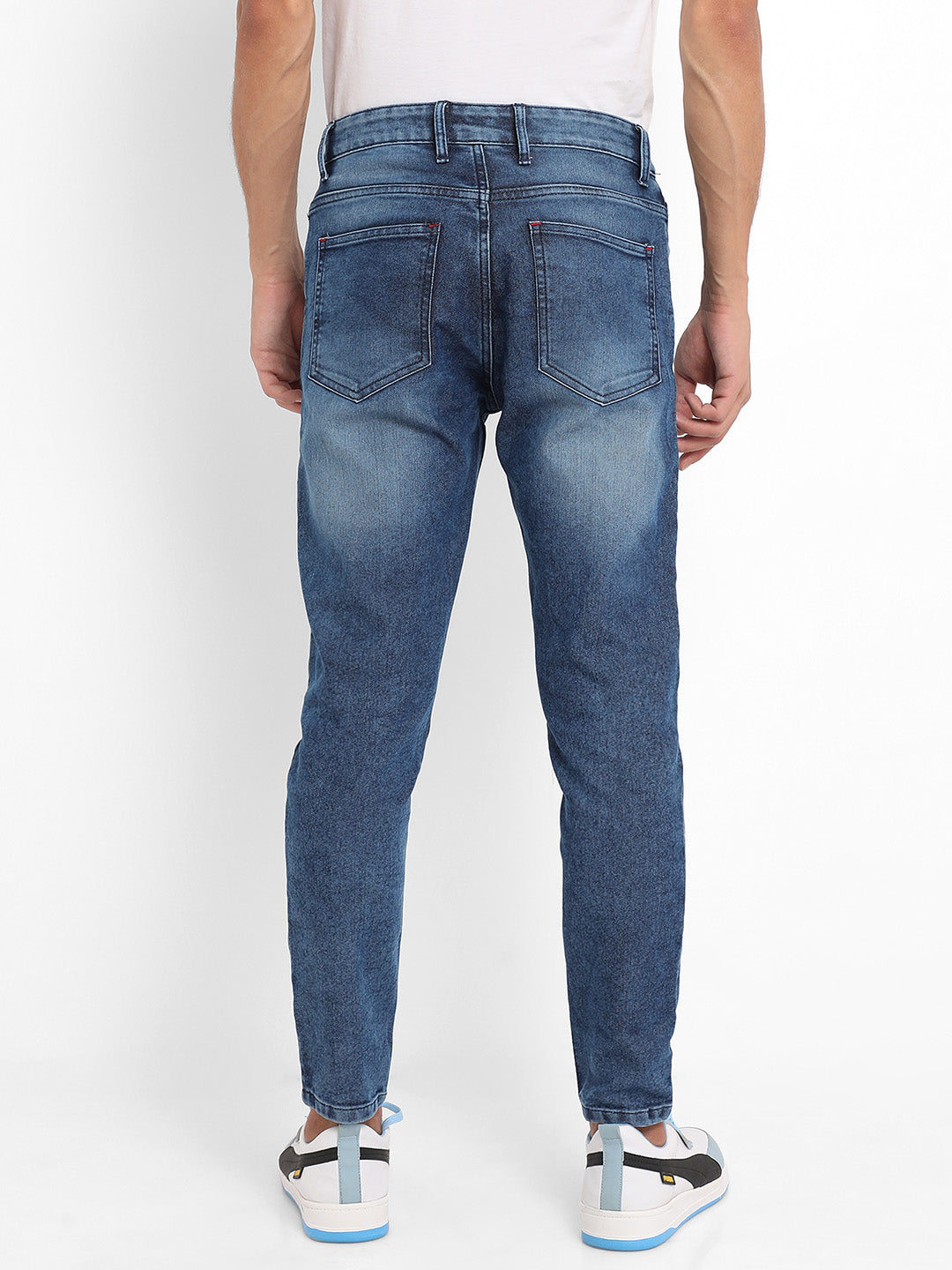 Distressed Patterned Denim Jeans