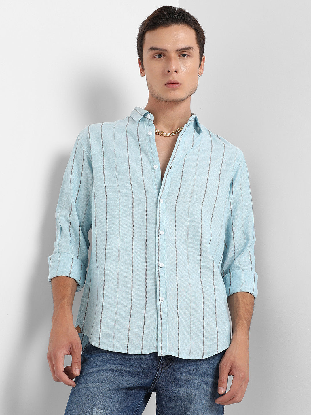 Contrast Pinstriped Shirt