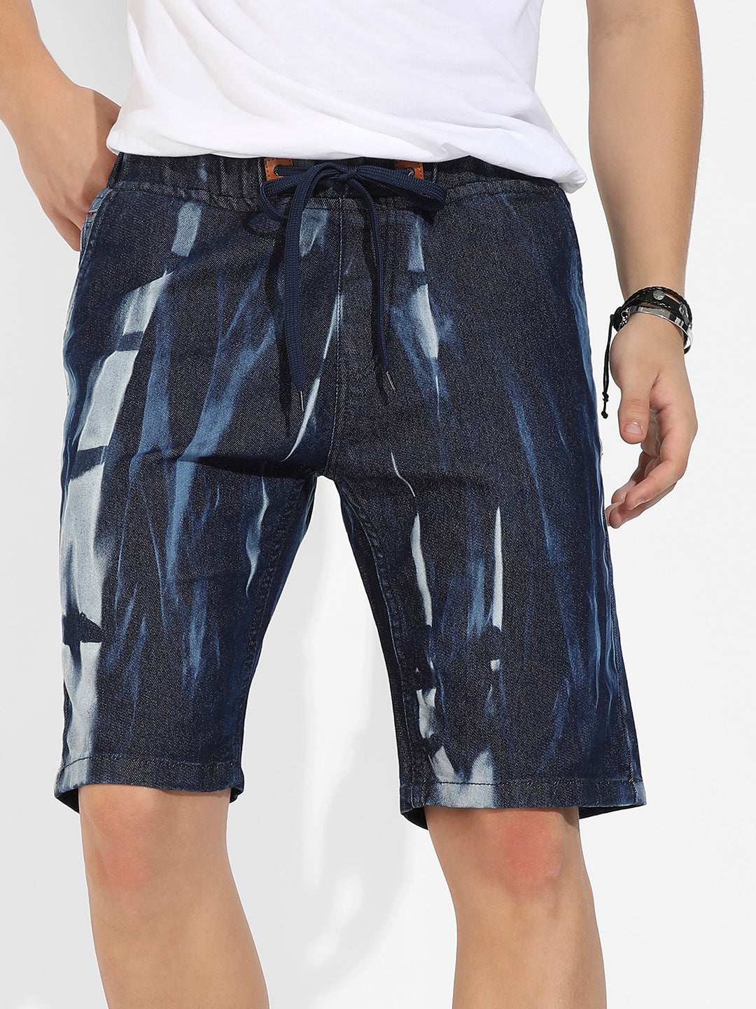 Contrast Wash Denim Shorts