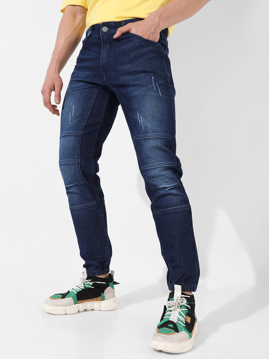 Self-Design Parallel Stitched Denim Jeans