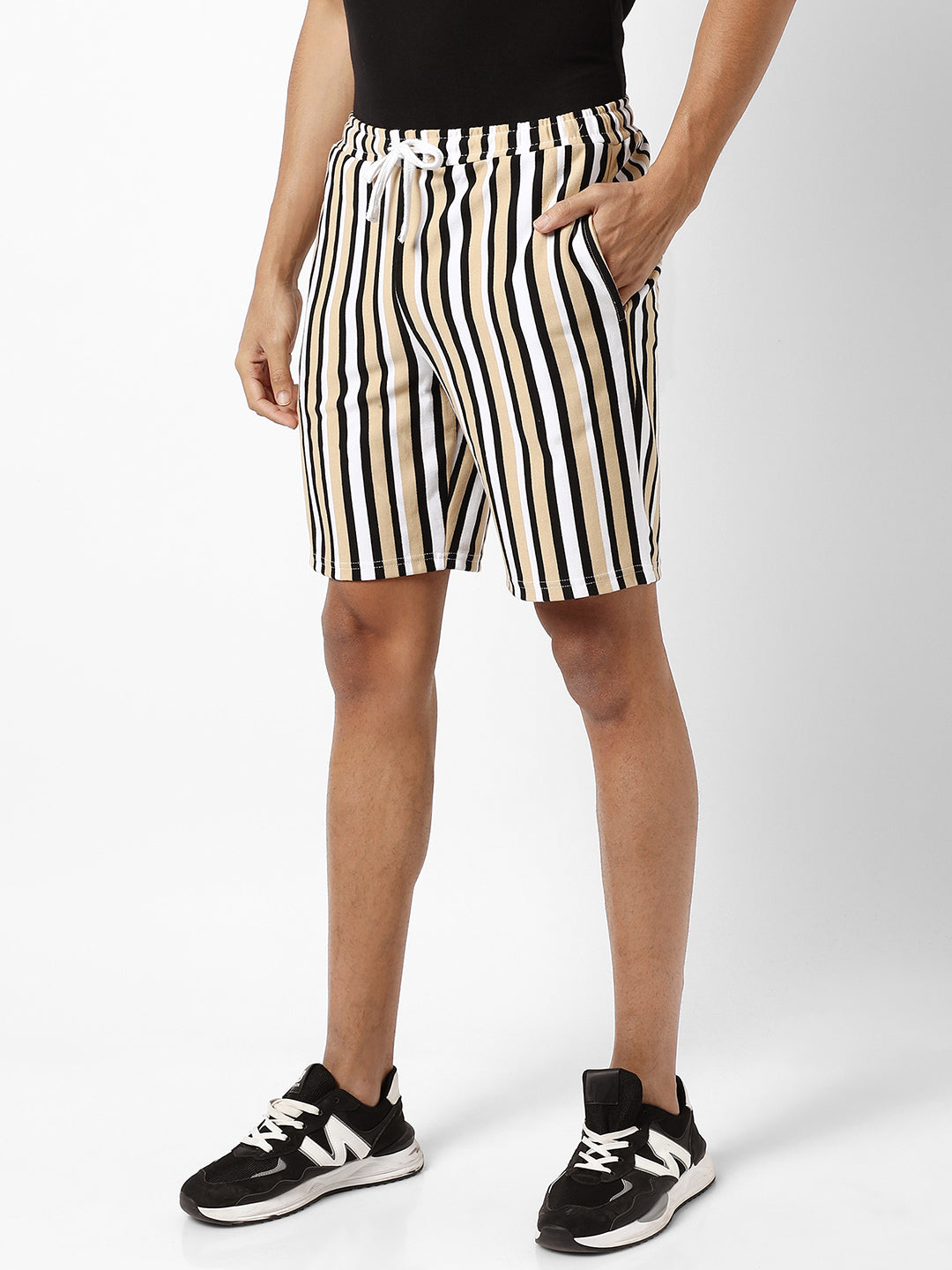 Barcode Striped Knit Shorts