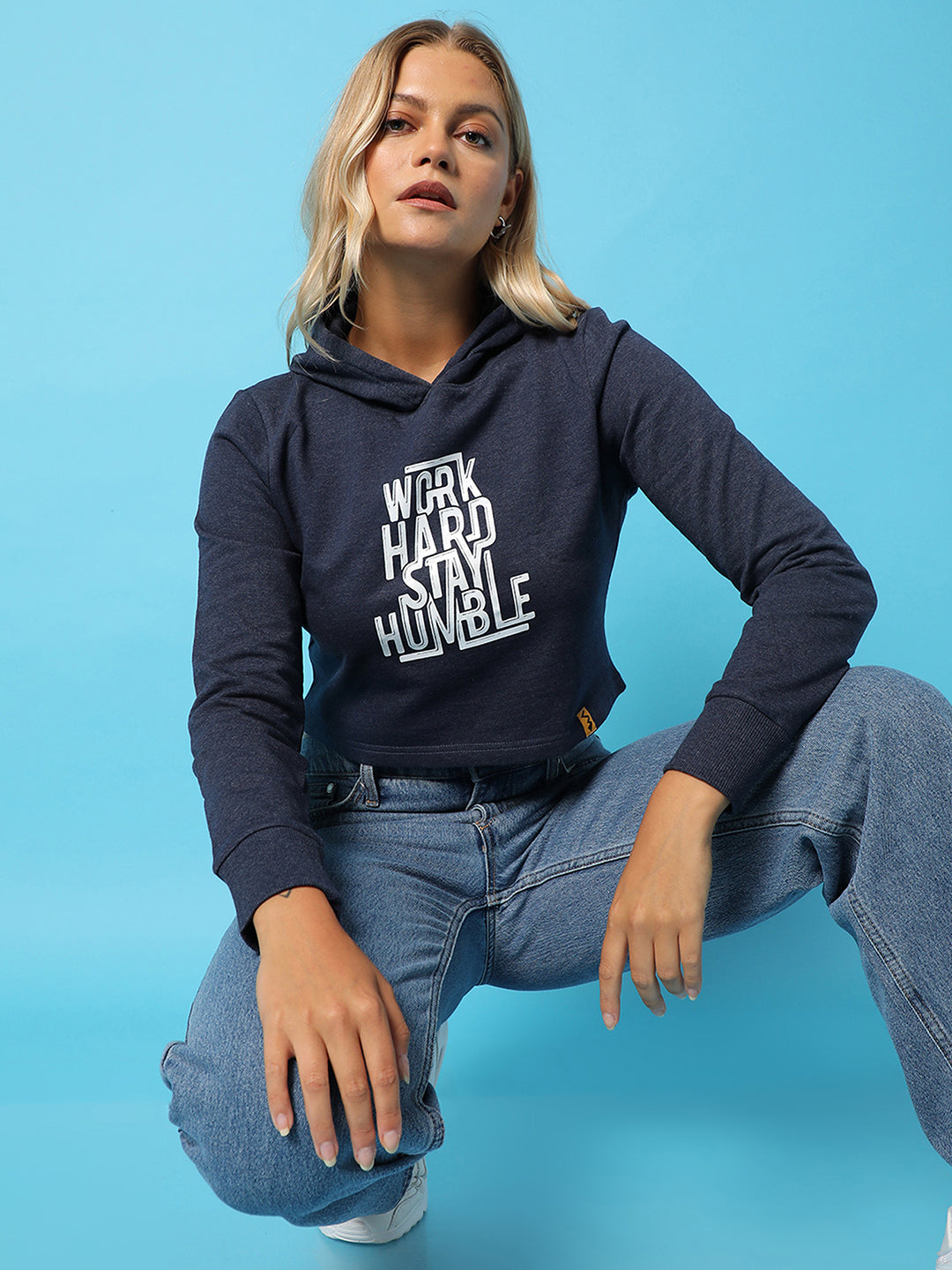 Typographic Print Hood Sweatshirt