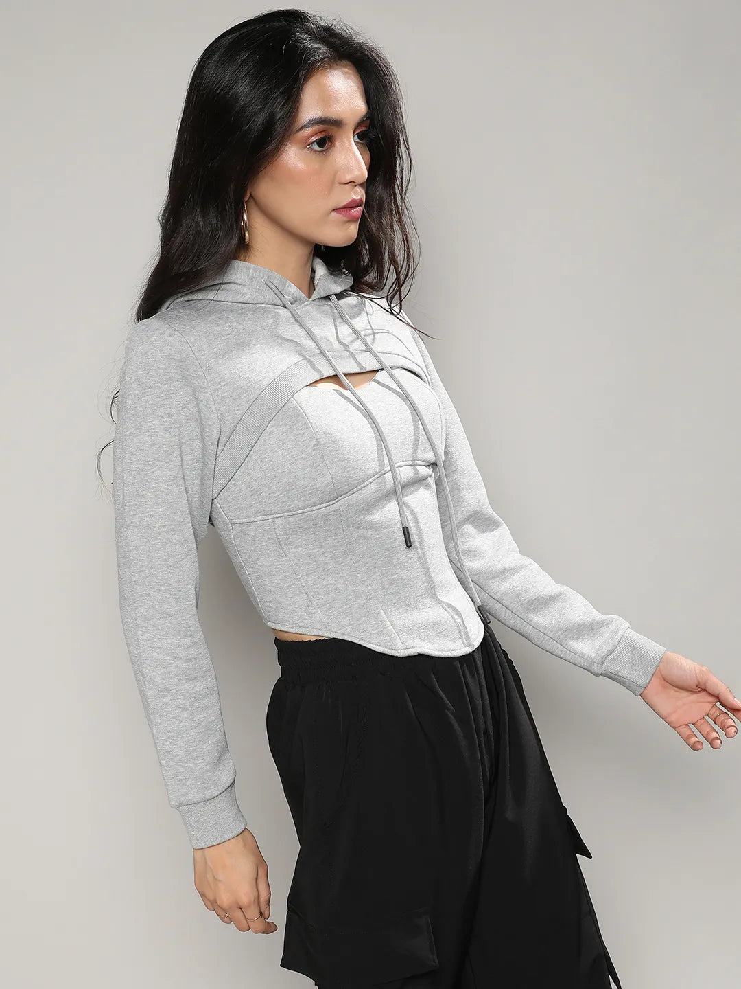 Corset Top With Ultra Cropped Hoodie