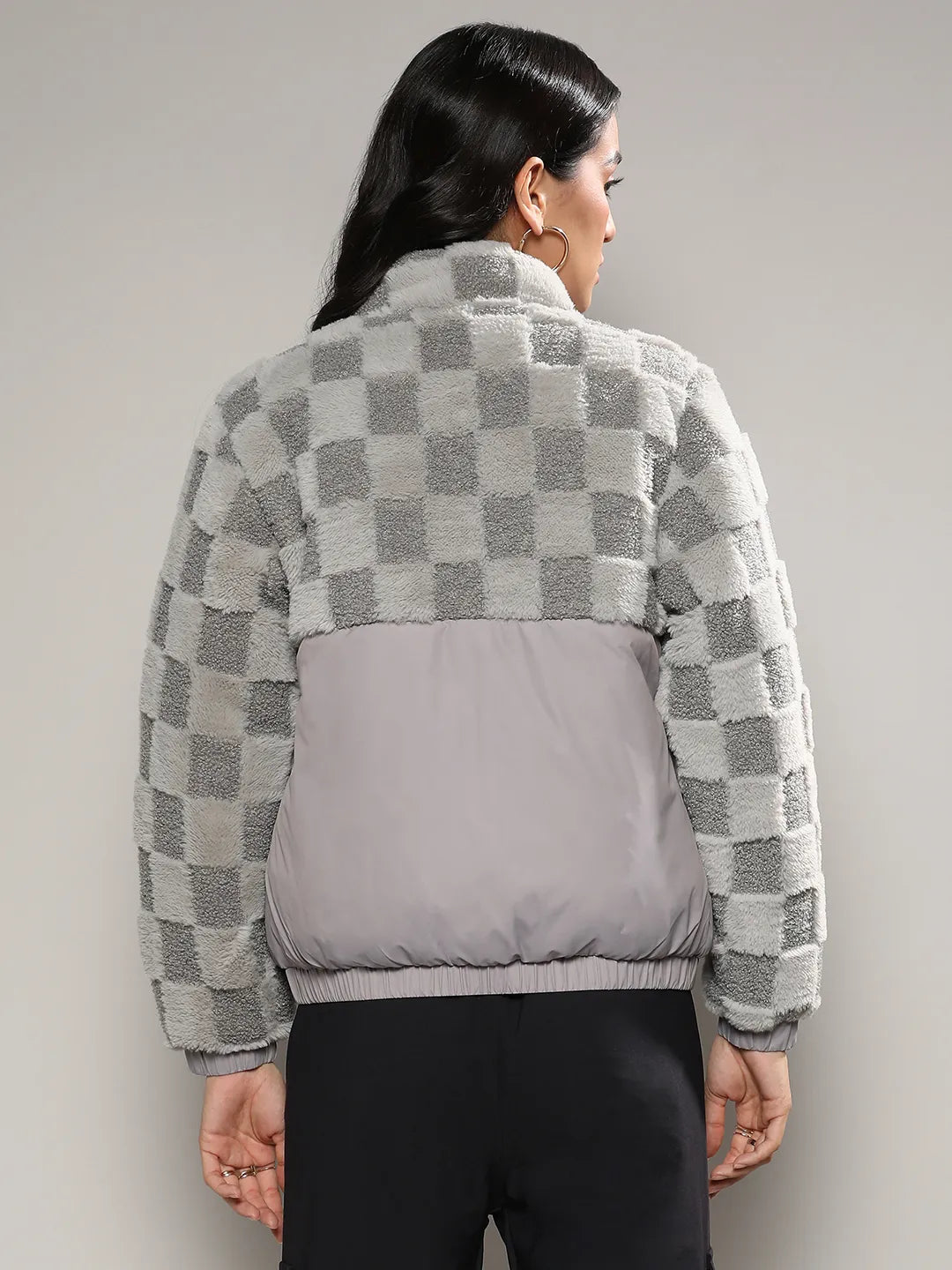 Fleece Self-Design Buffalo Check Jacket