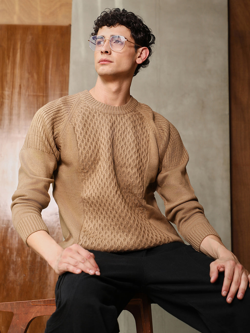 Hive-Knit Pullover Sweater