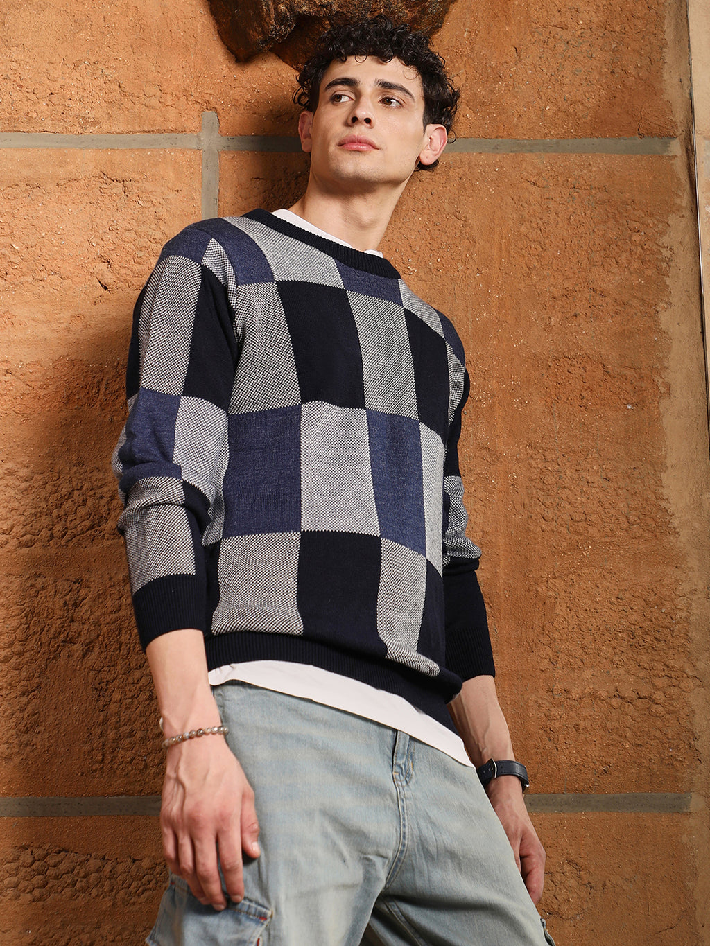 Block Check Pullover Sweater