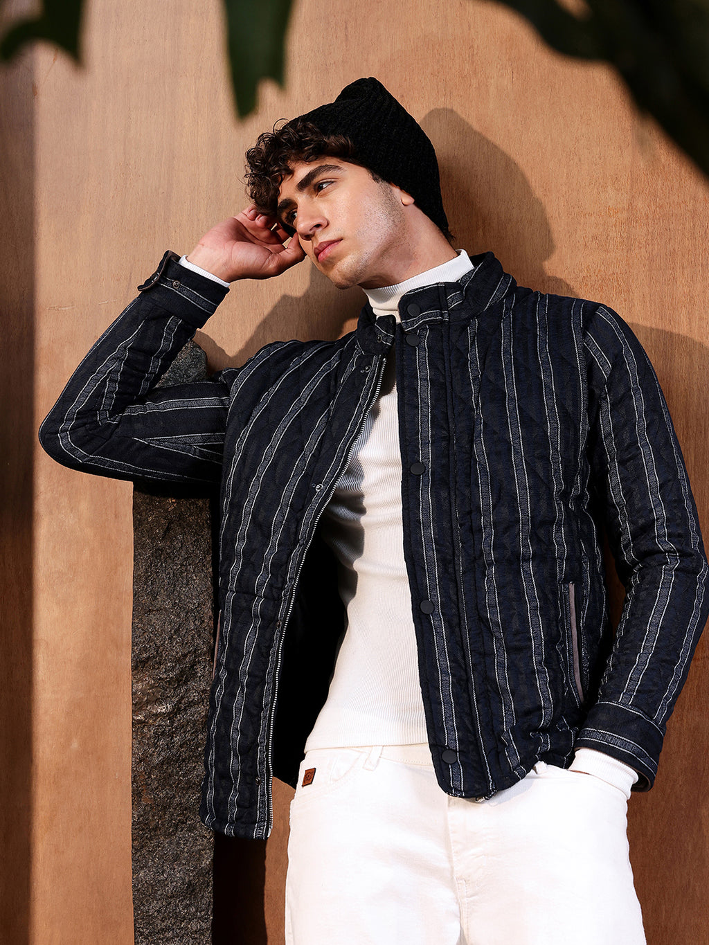 Fleece Block Denim Jacket