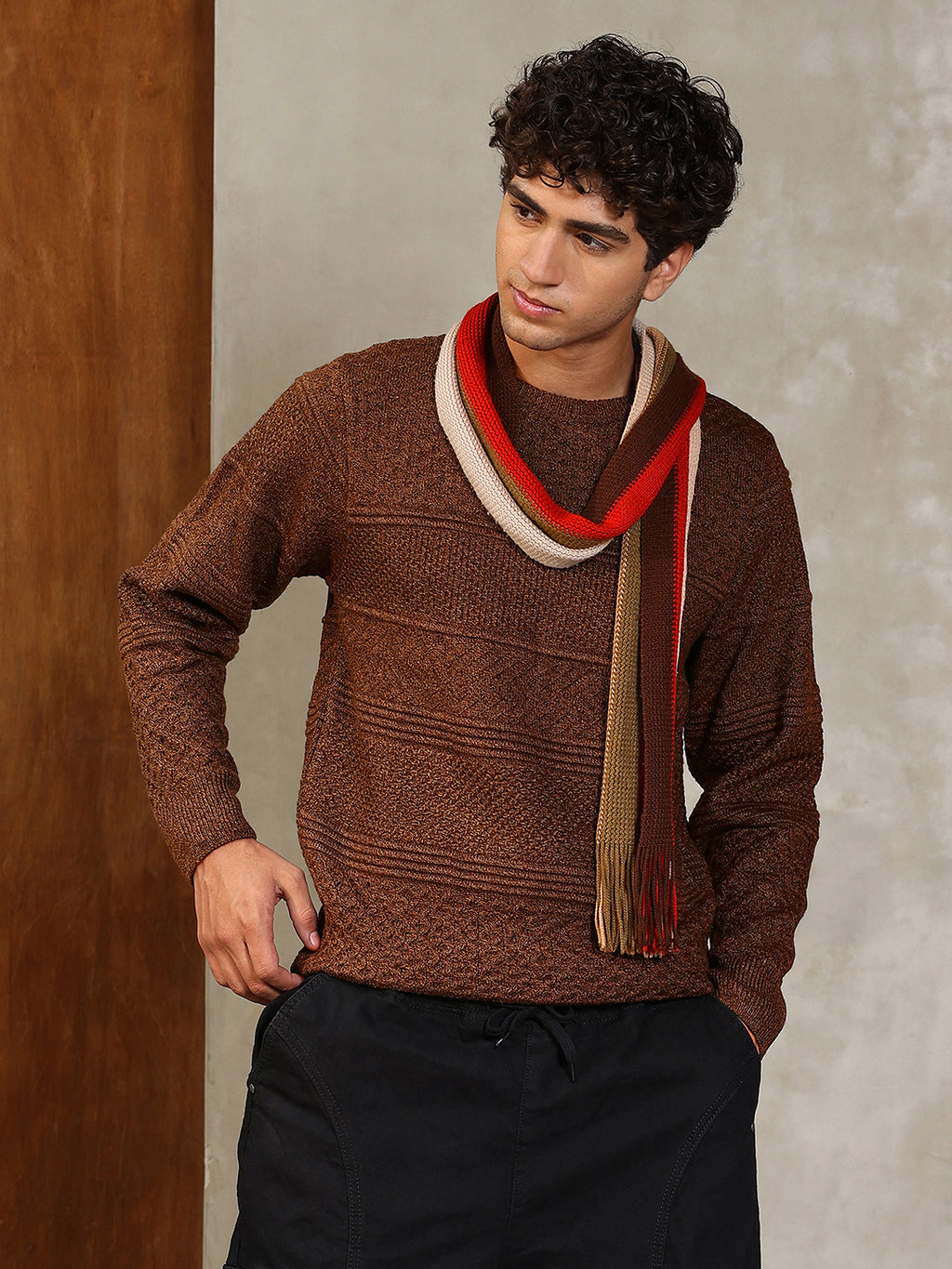 Textured-Knit Pullover Sweater