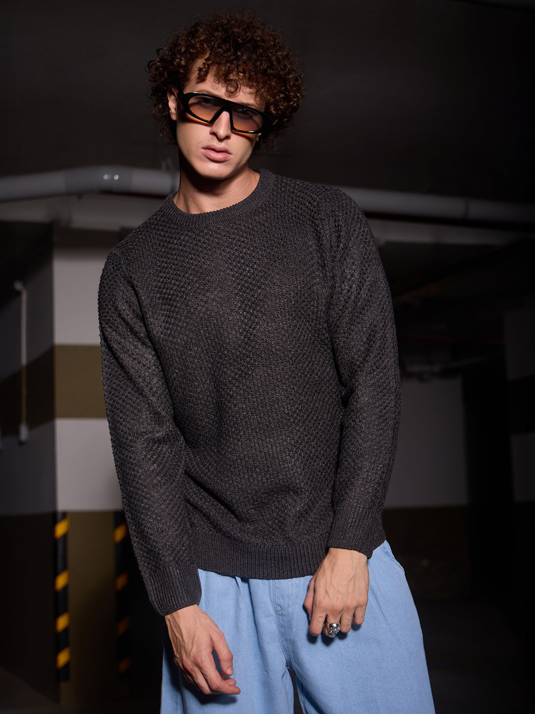 Solid Knitted Pullover Sweater