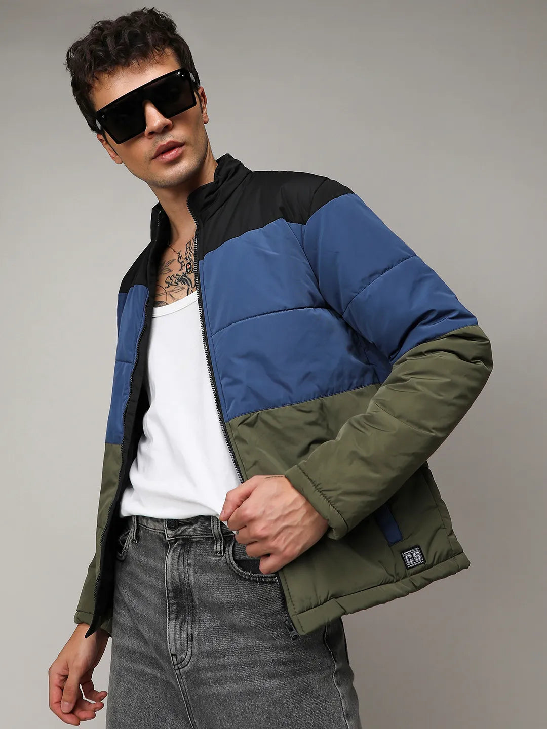 Contrast Panel Puffer Jacket