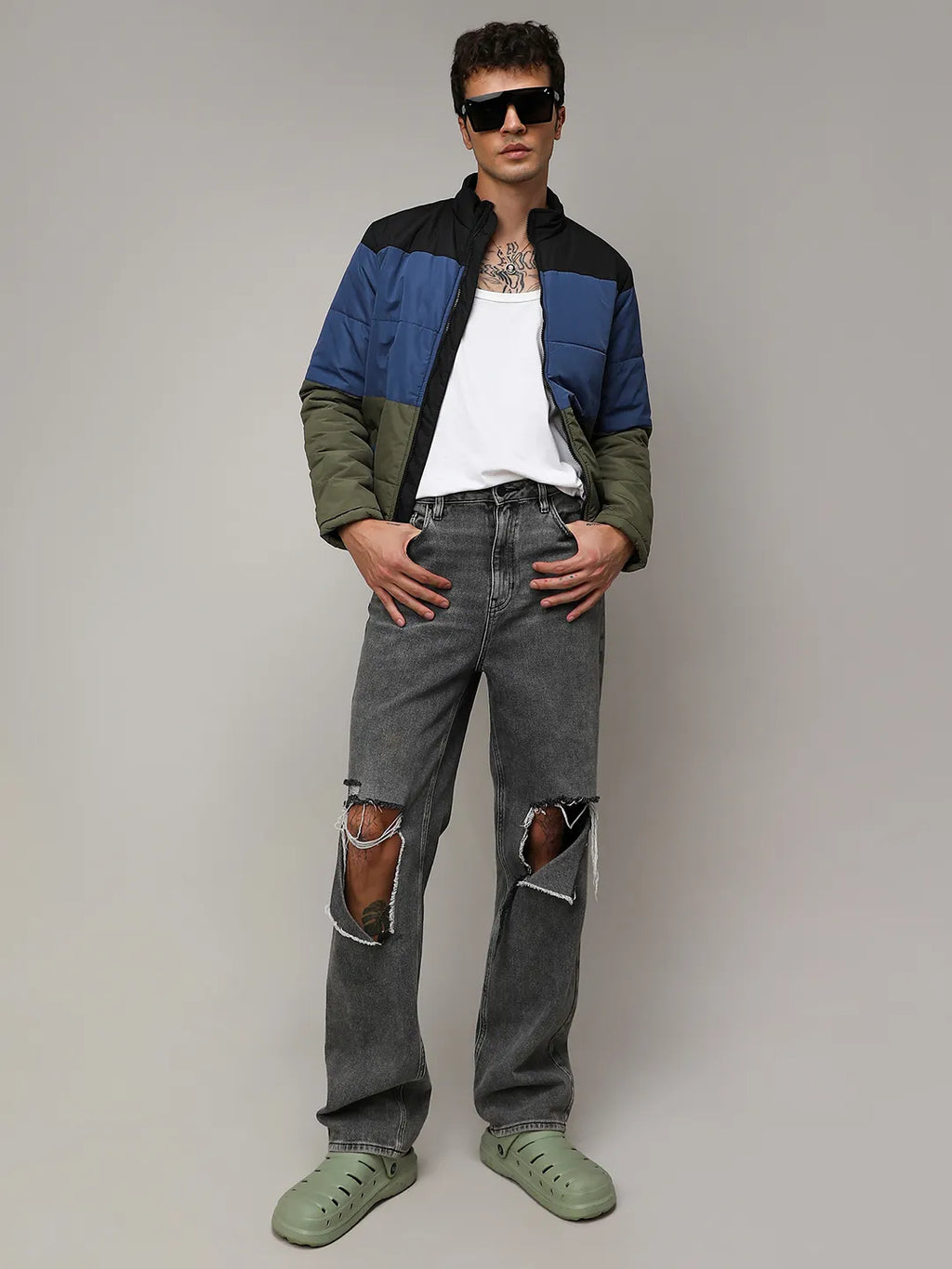 Contrast Panel Puffer Jacket