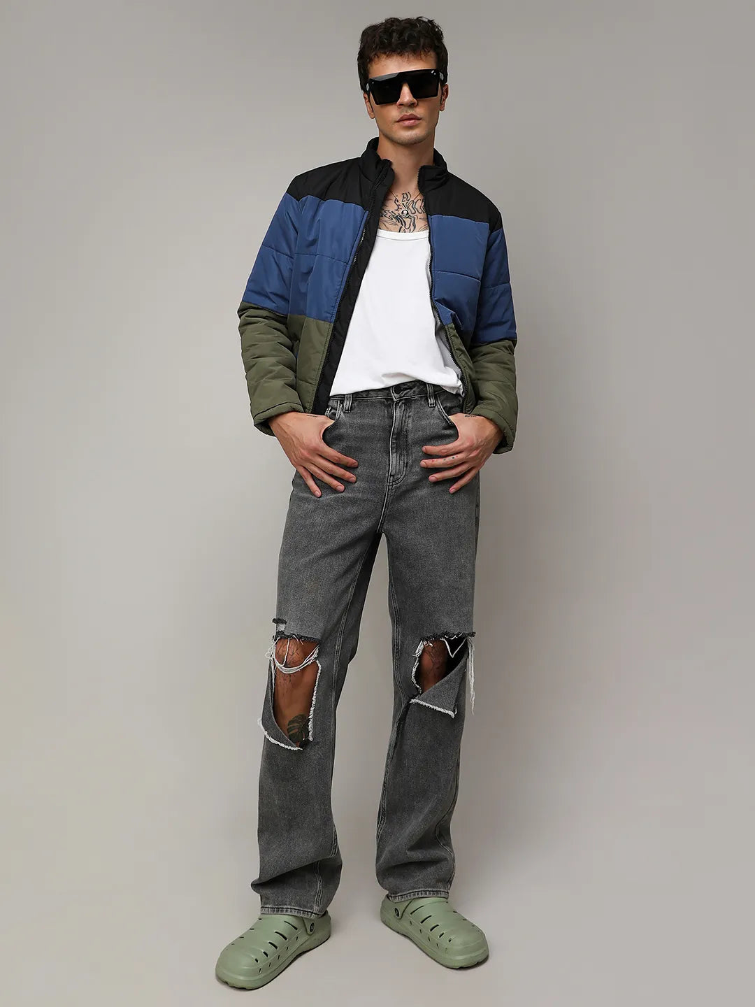 Contrast Panel Puffer Jacket