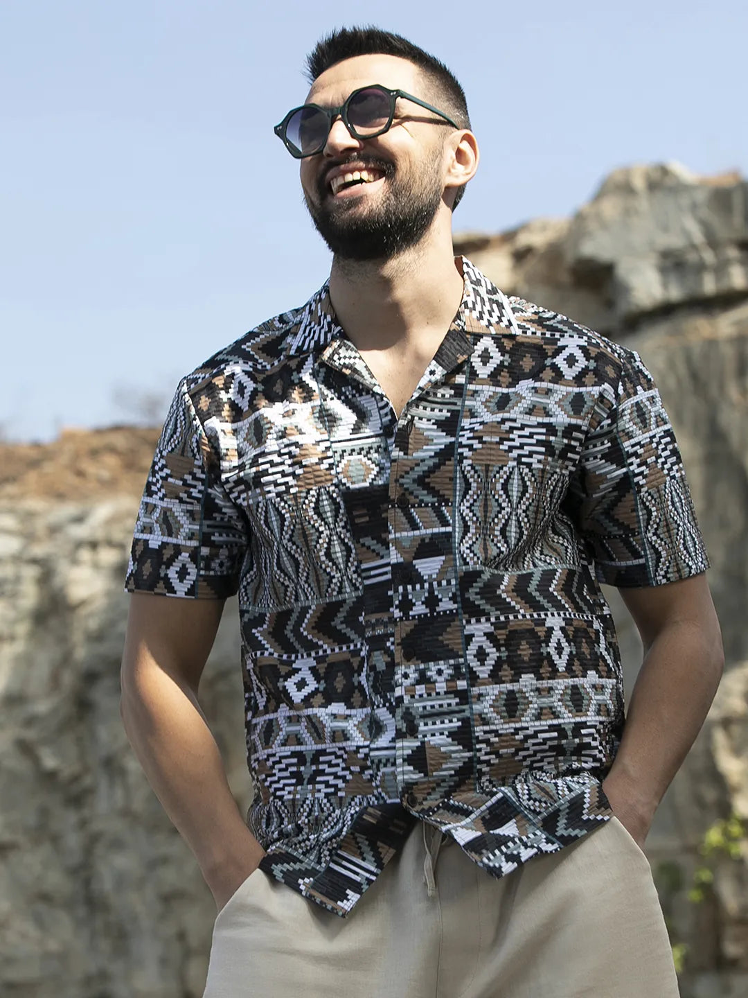 Bohemian style mens shirts best sale