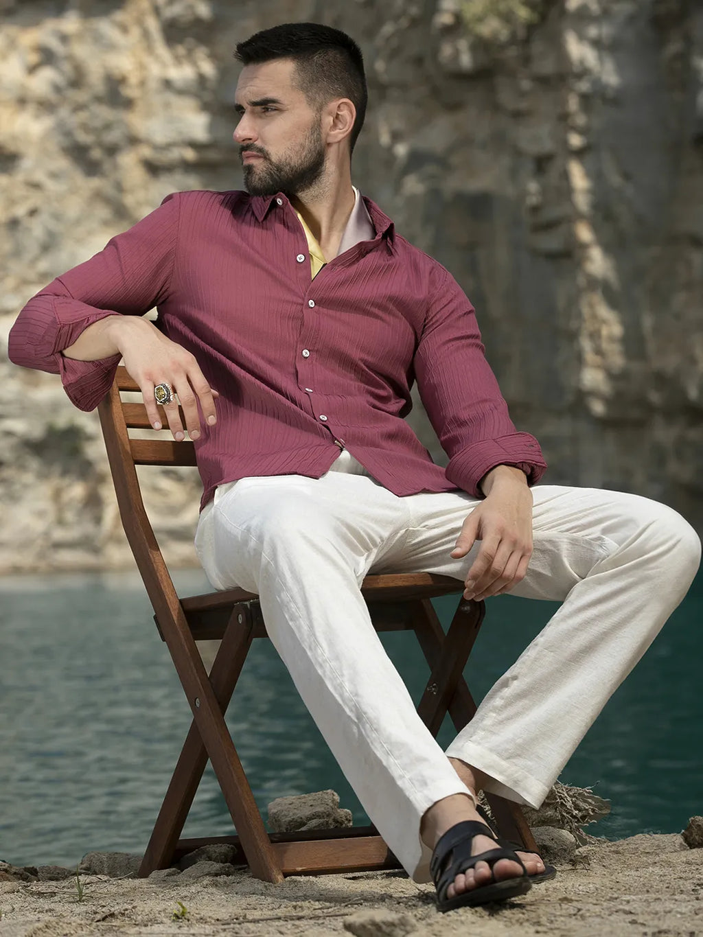 Self-Design Striped Shirt