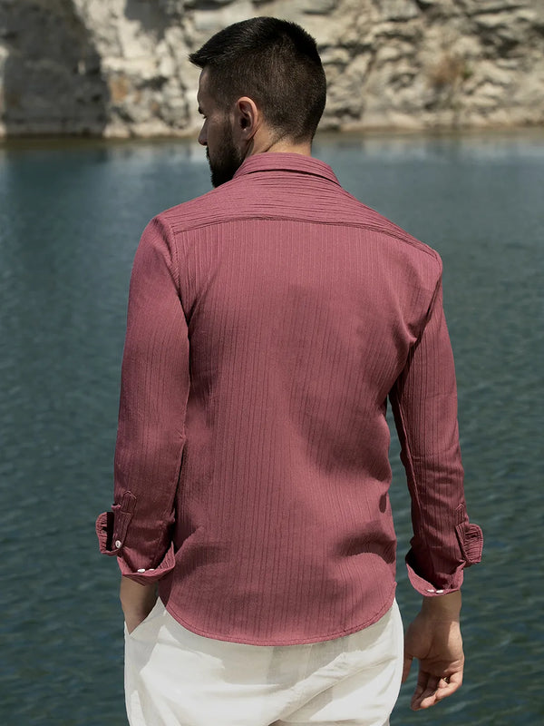 Self-Design Striped Shirt