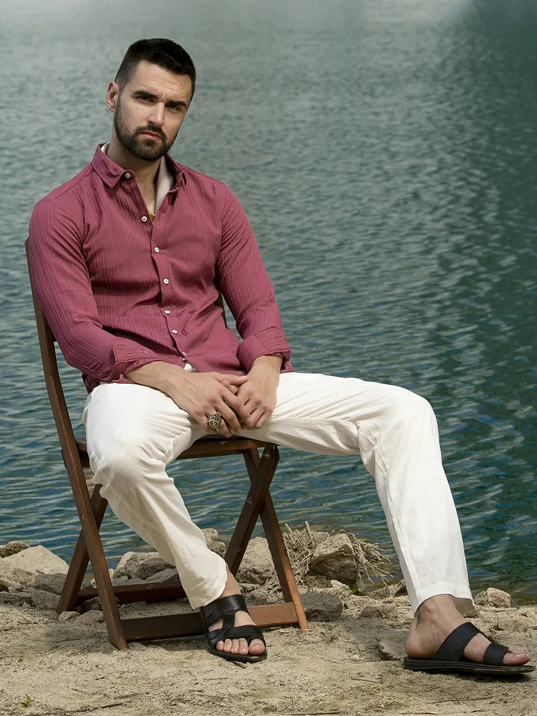 Self-Design Striped Shirt