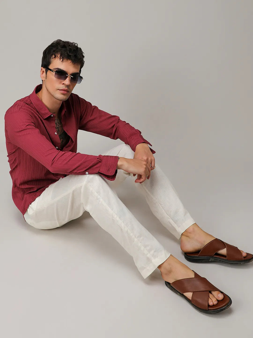 Self-Design Striped Shirt