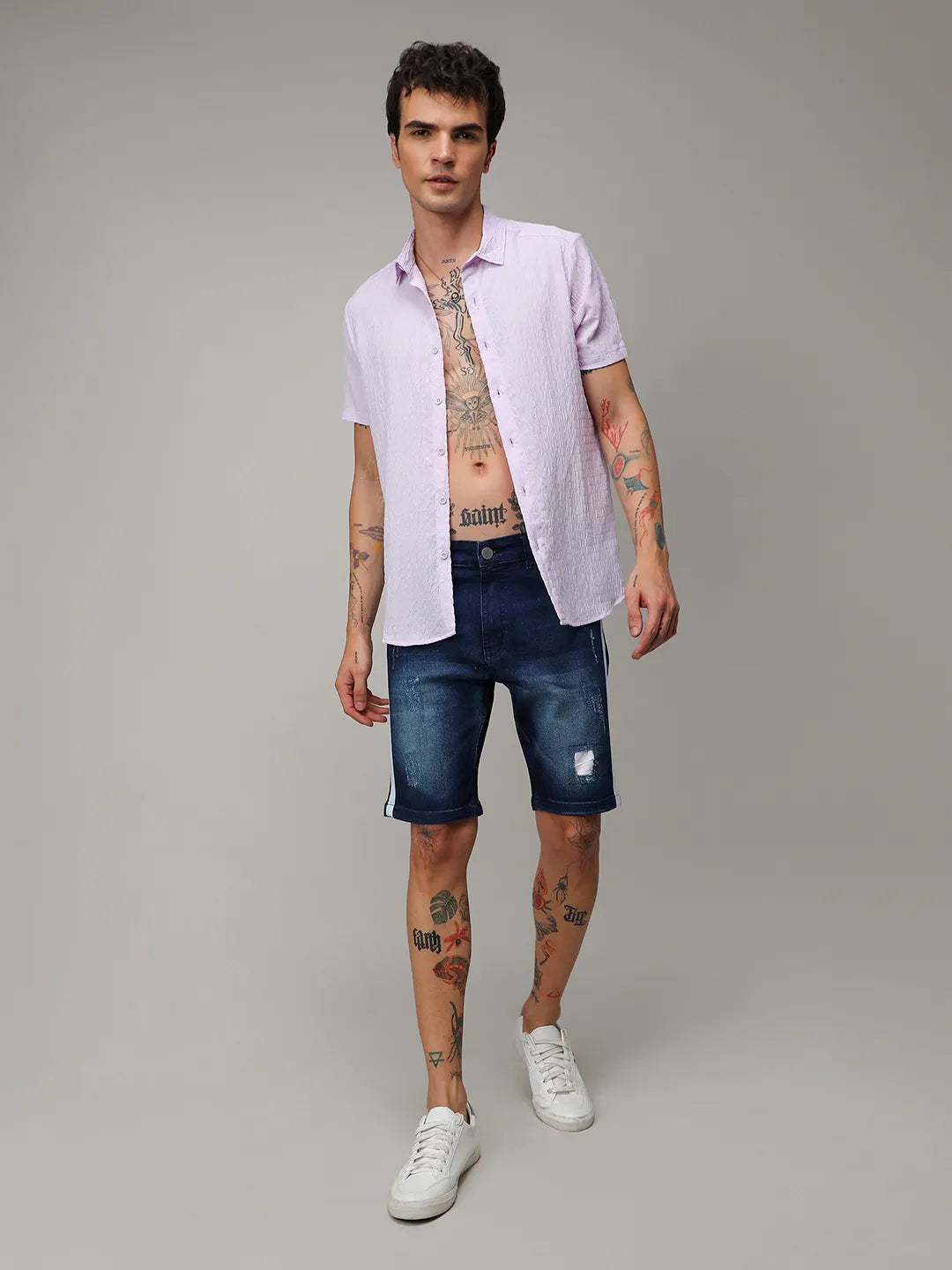 Heavy Distressed Denim Shorts