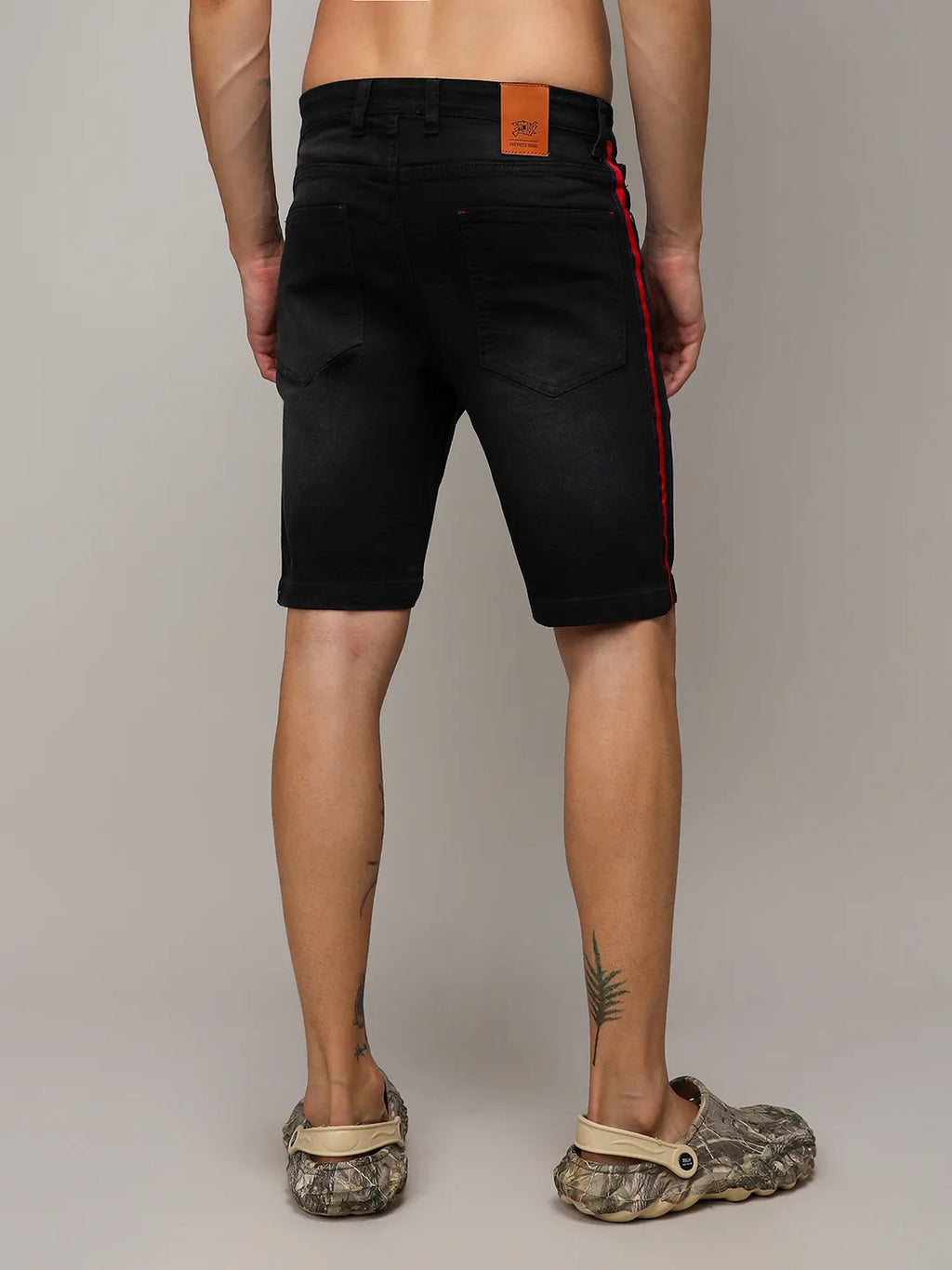 Contrast Side-Striped Denim Shorts