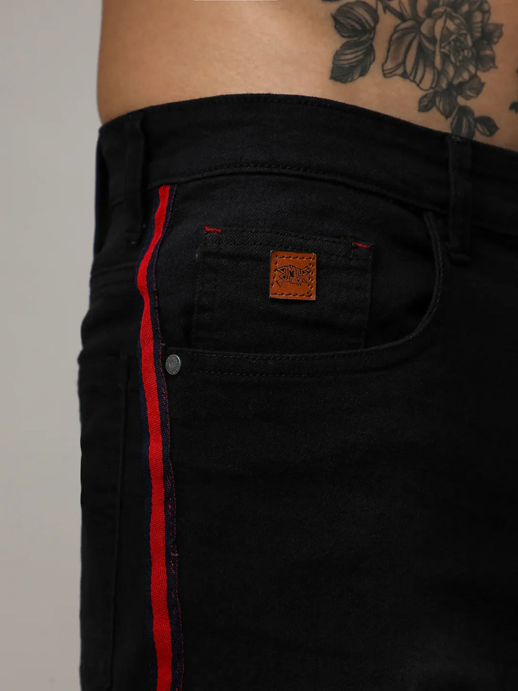 Contrast Side-Striped Denim Shorts