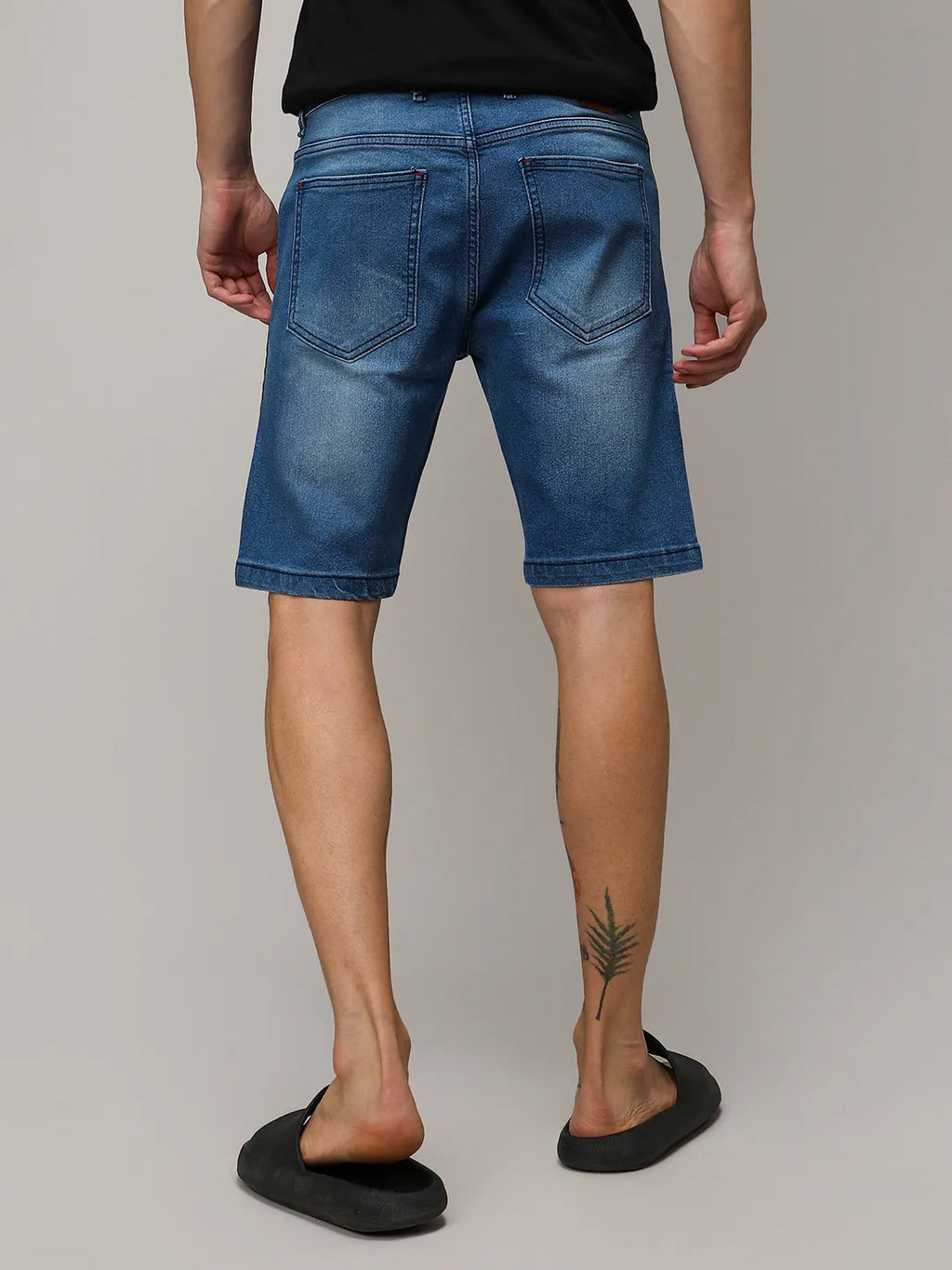 Side-Striped Denim Shorts