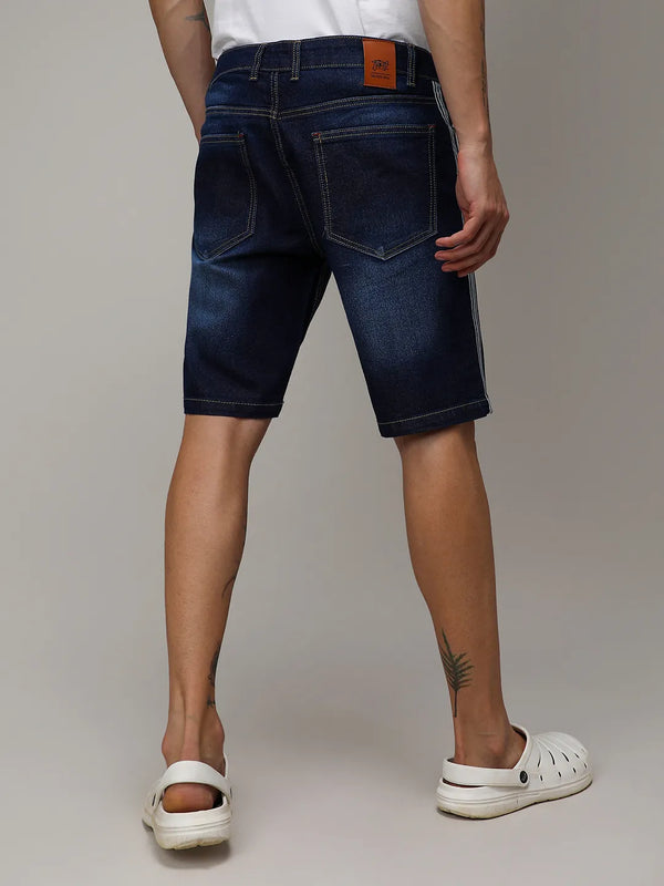 Pencil Side-Striped Denim Shorts