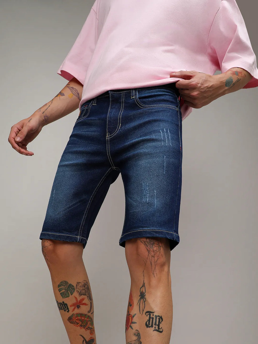 Minimal Distressed Denim Shorts