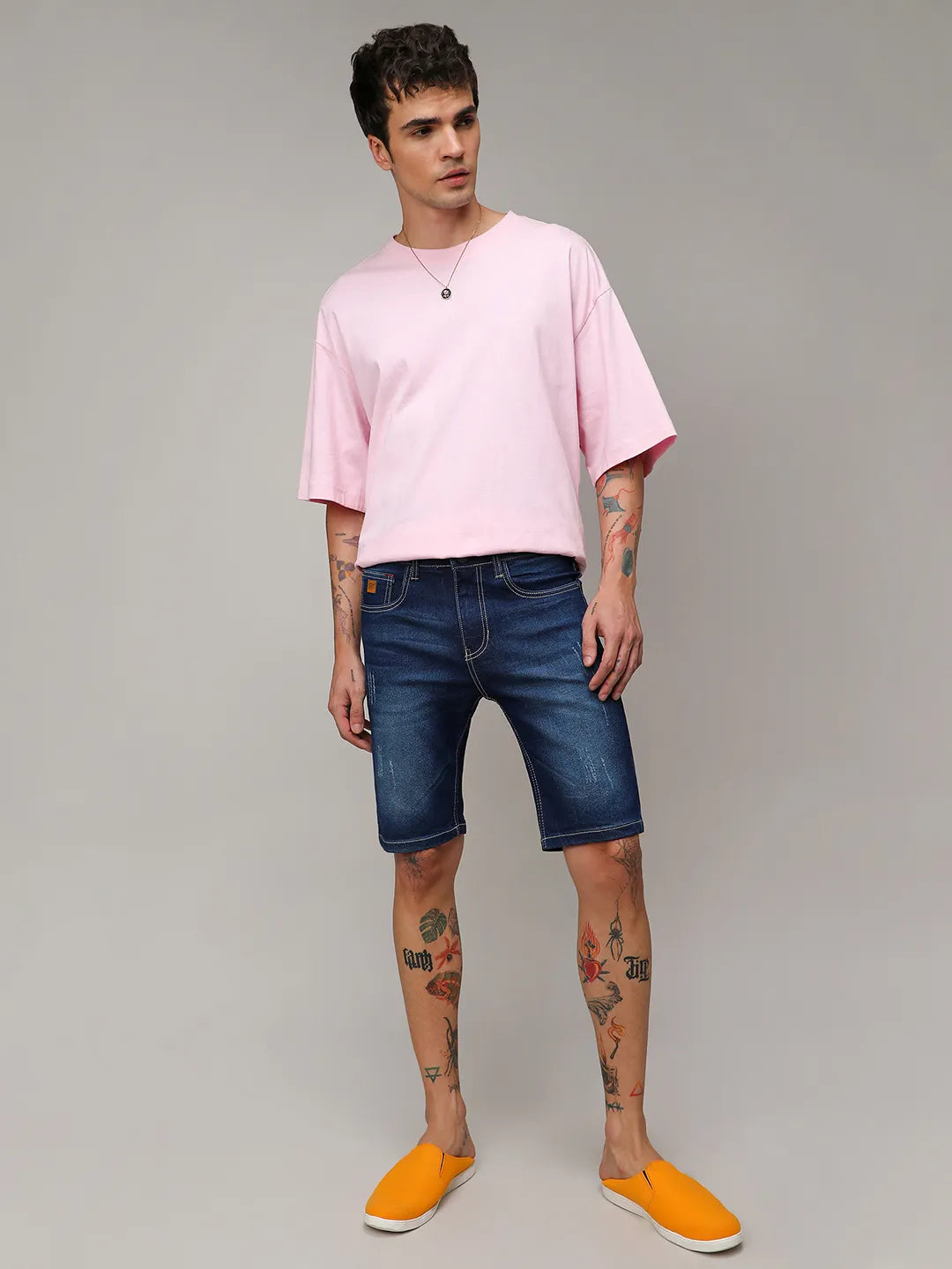 Minimal Distressed Denim Shorts