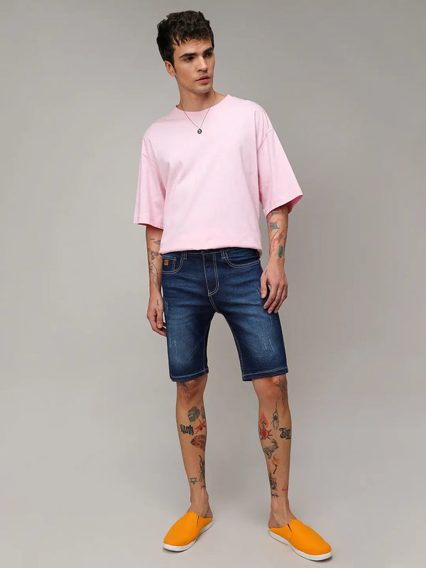 Minimal Distressed Denim Shorts