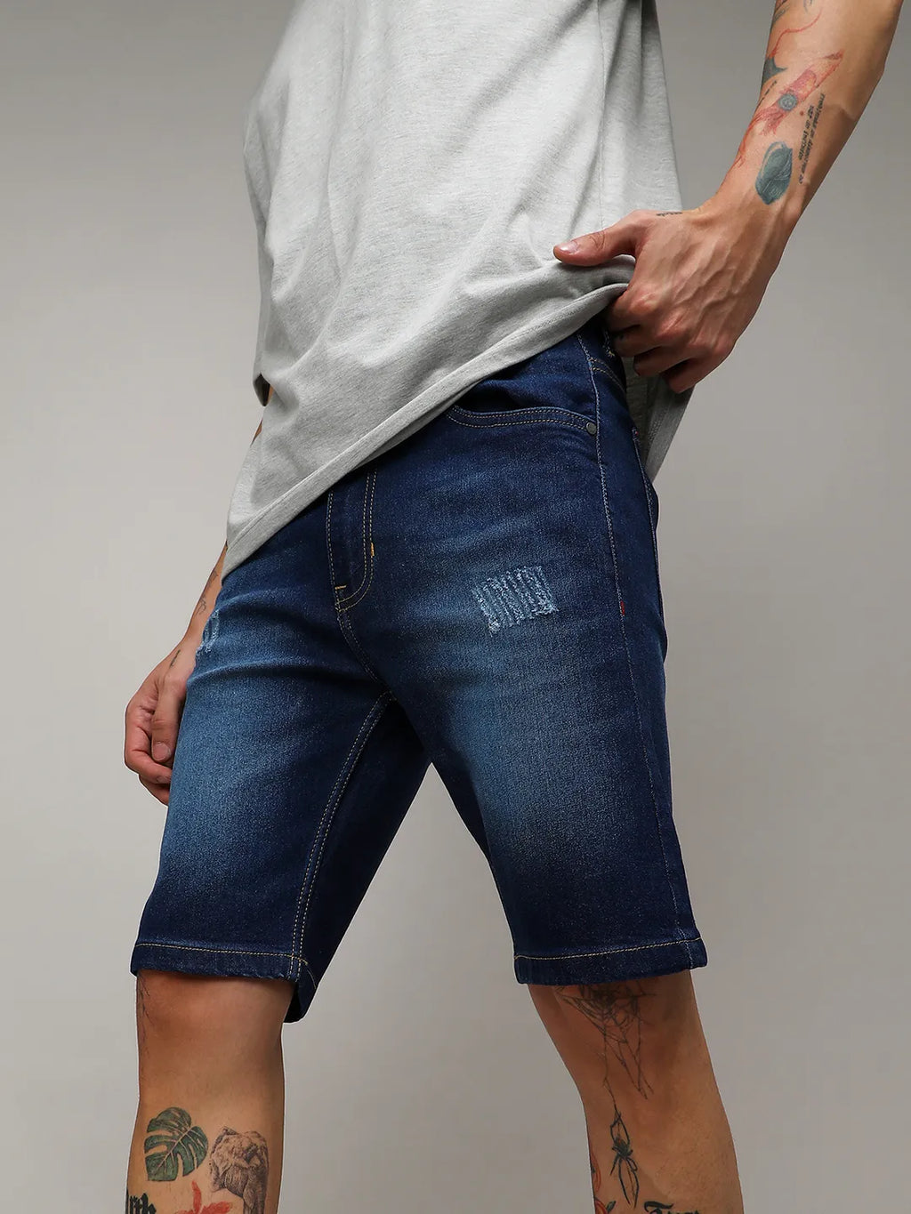 Minimal Distressed Denim Shorts