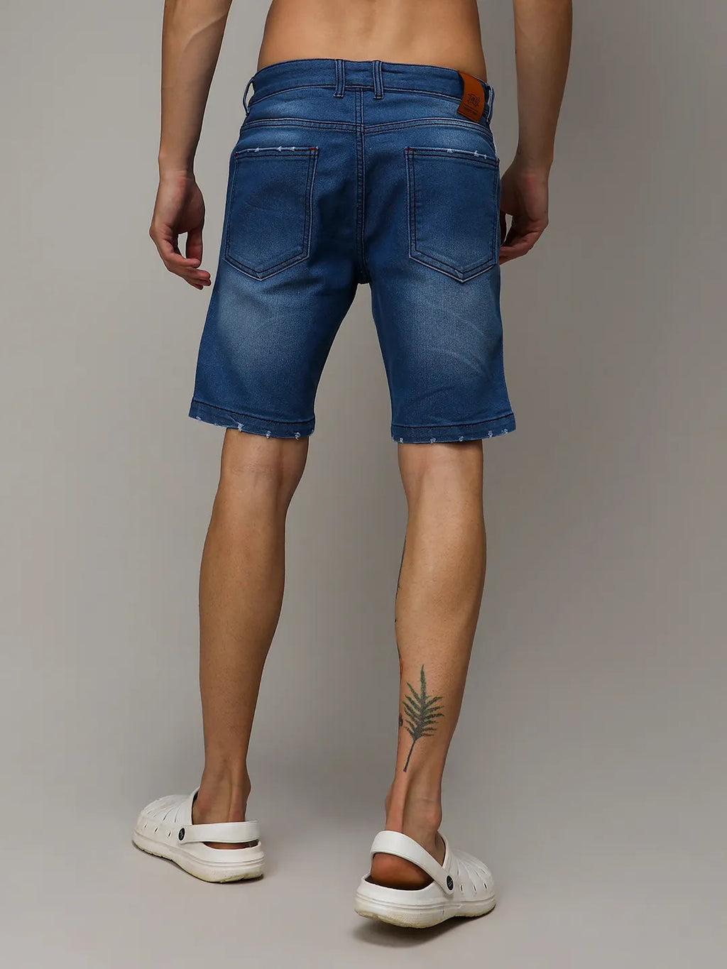 Pencil Side-Striped Denim Shorts