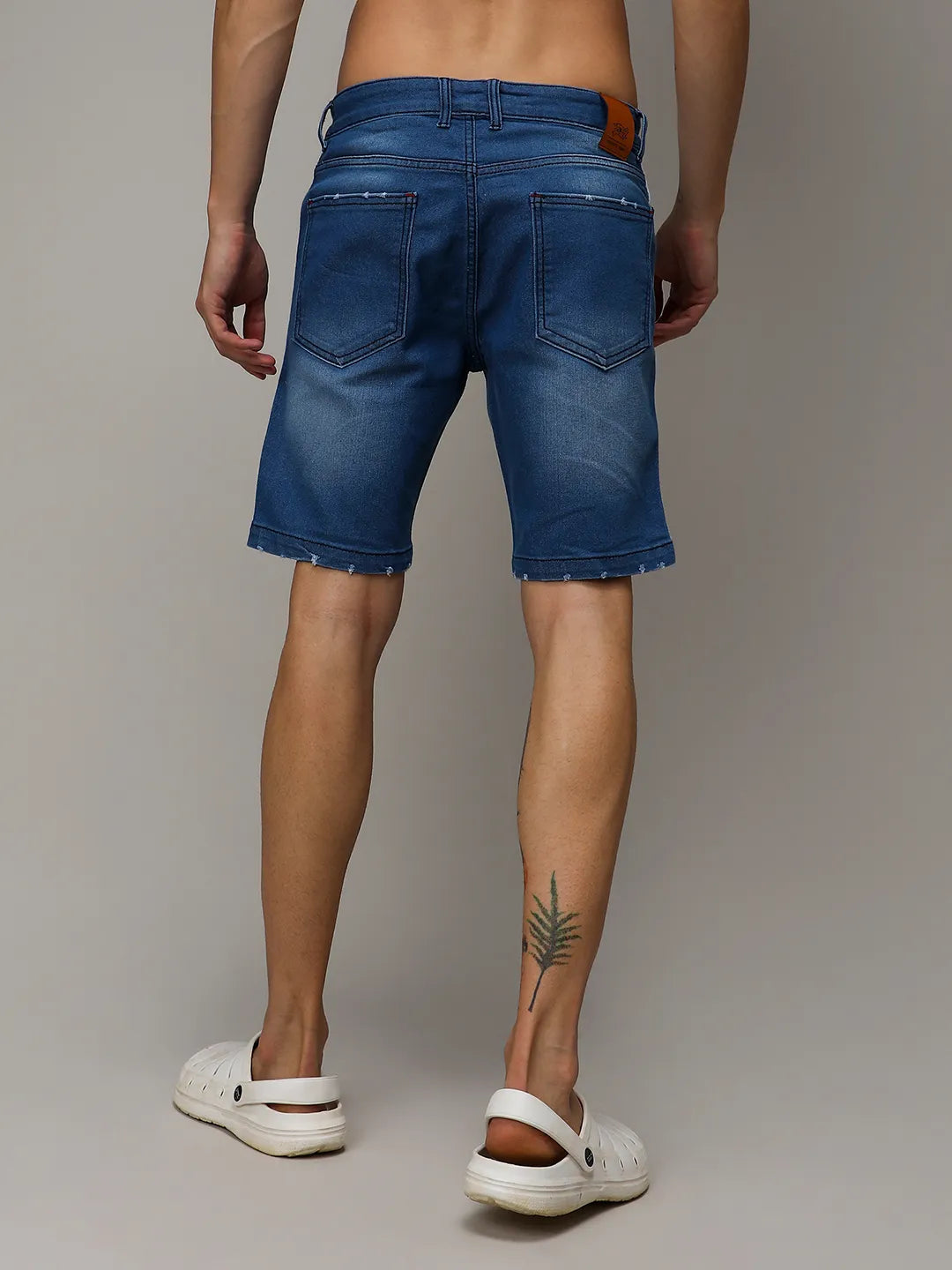 Pencil Side-Striped Denim Shorts