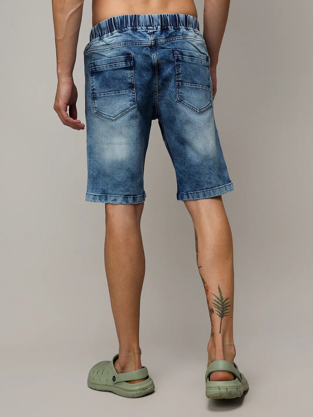 Contrast Stitch Denim Shorts