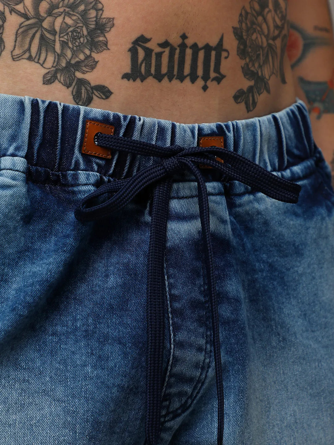 Contrast Stitch Denim Shorts