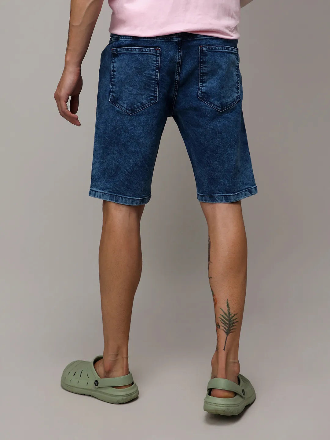 Contrast Stitch Denim Shorts