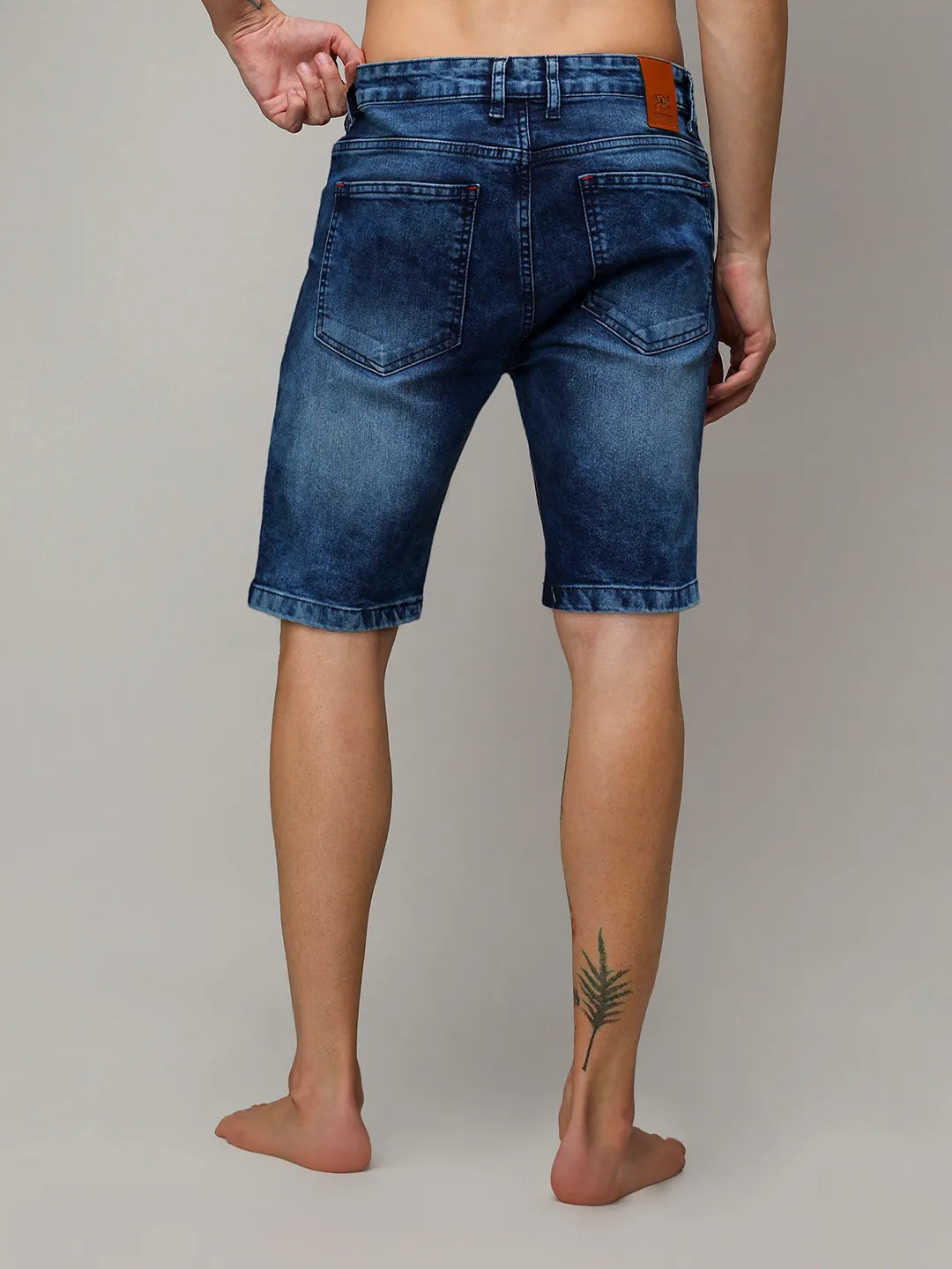 Contrast Wash Denim Shorts