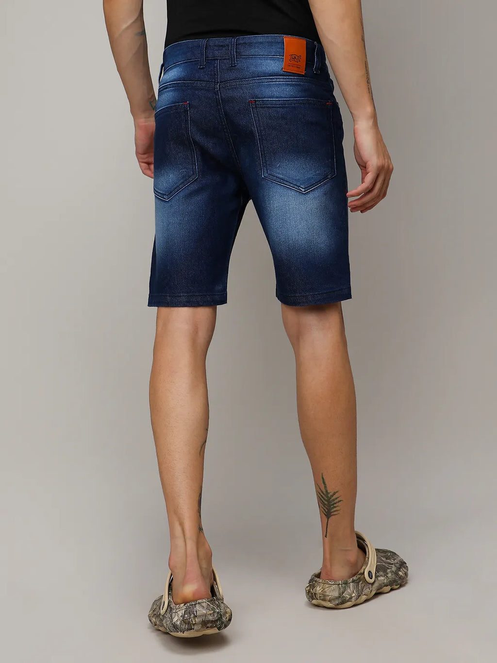 Side Distressed Denim Shorts