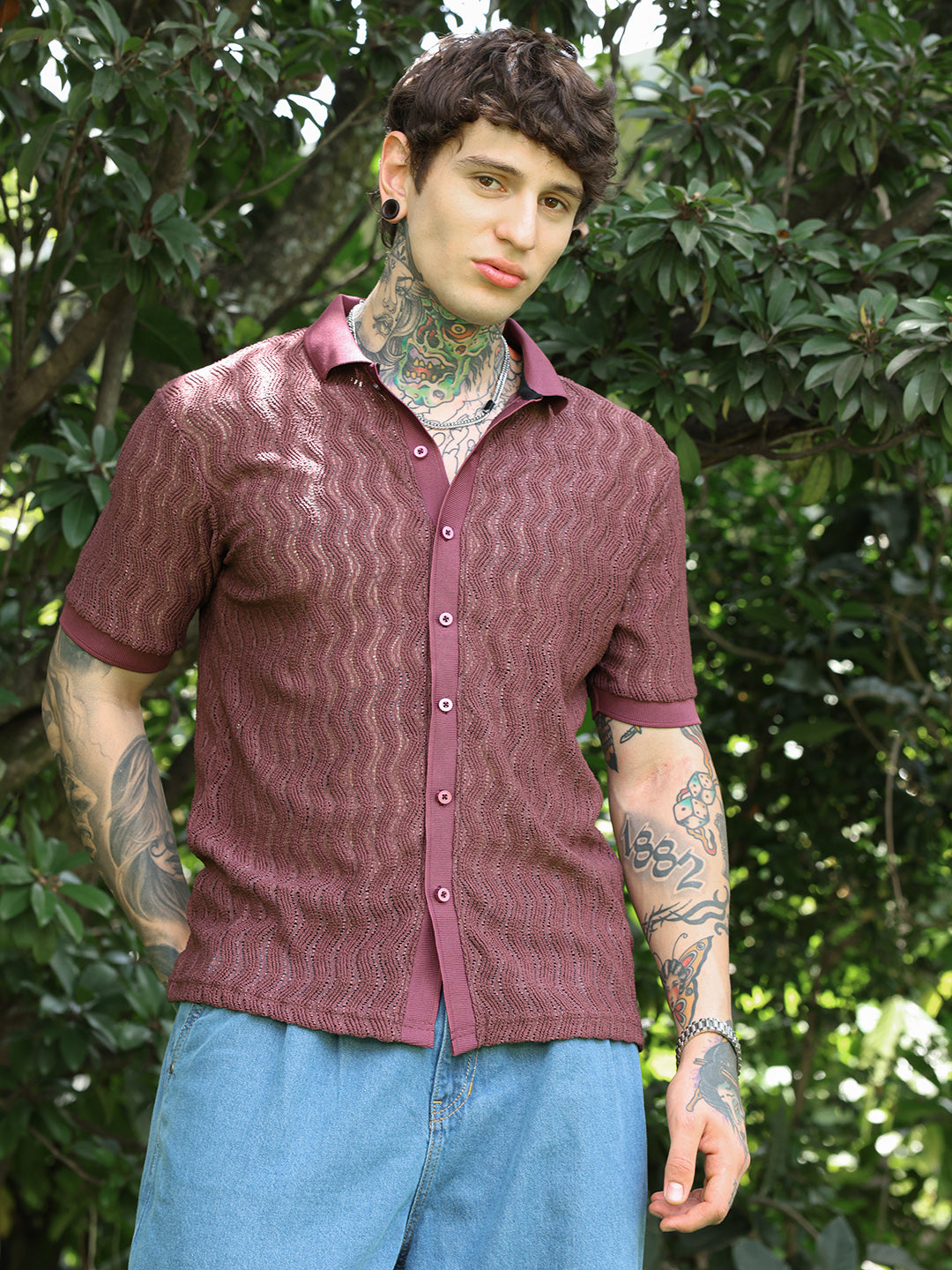 Swirl-Knit Polo Shirt