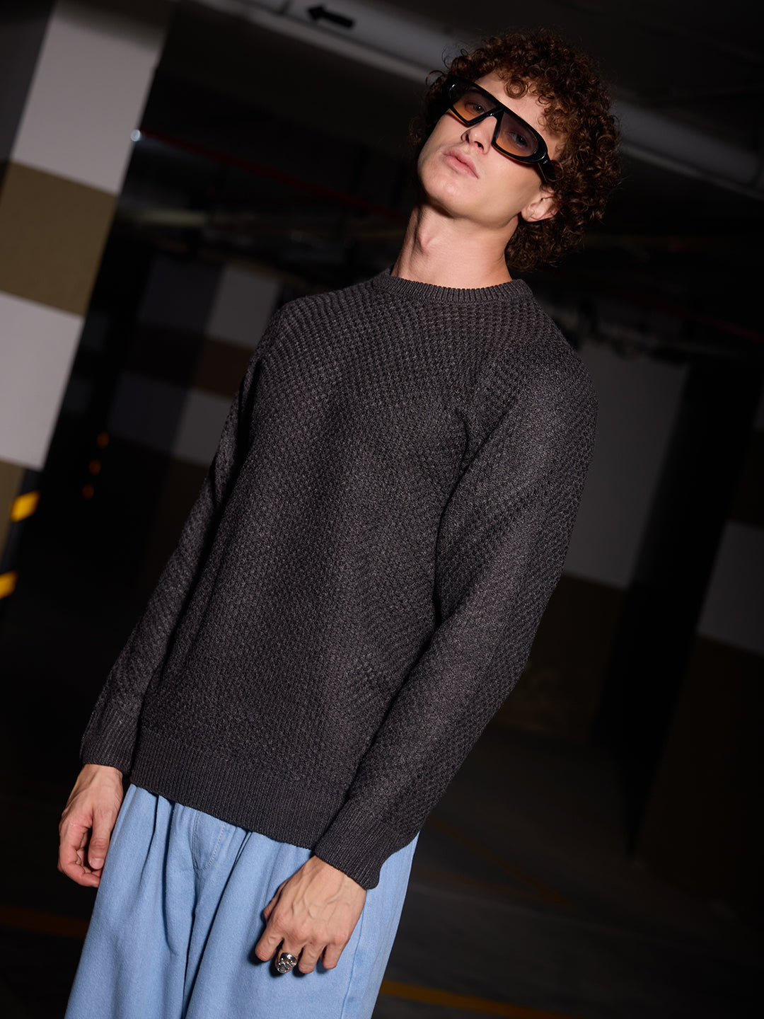 Solid Knitted Pullover Sweater