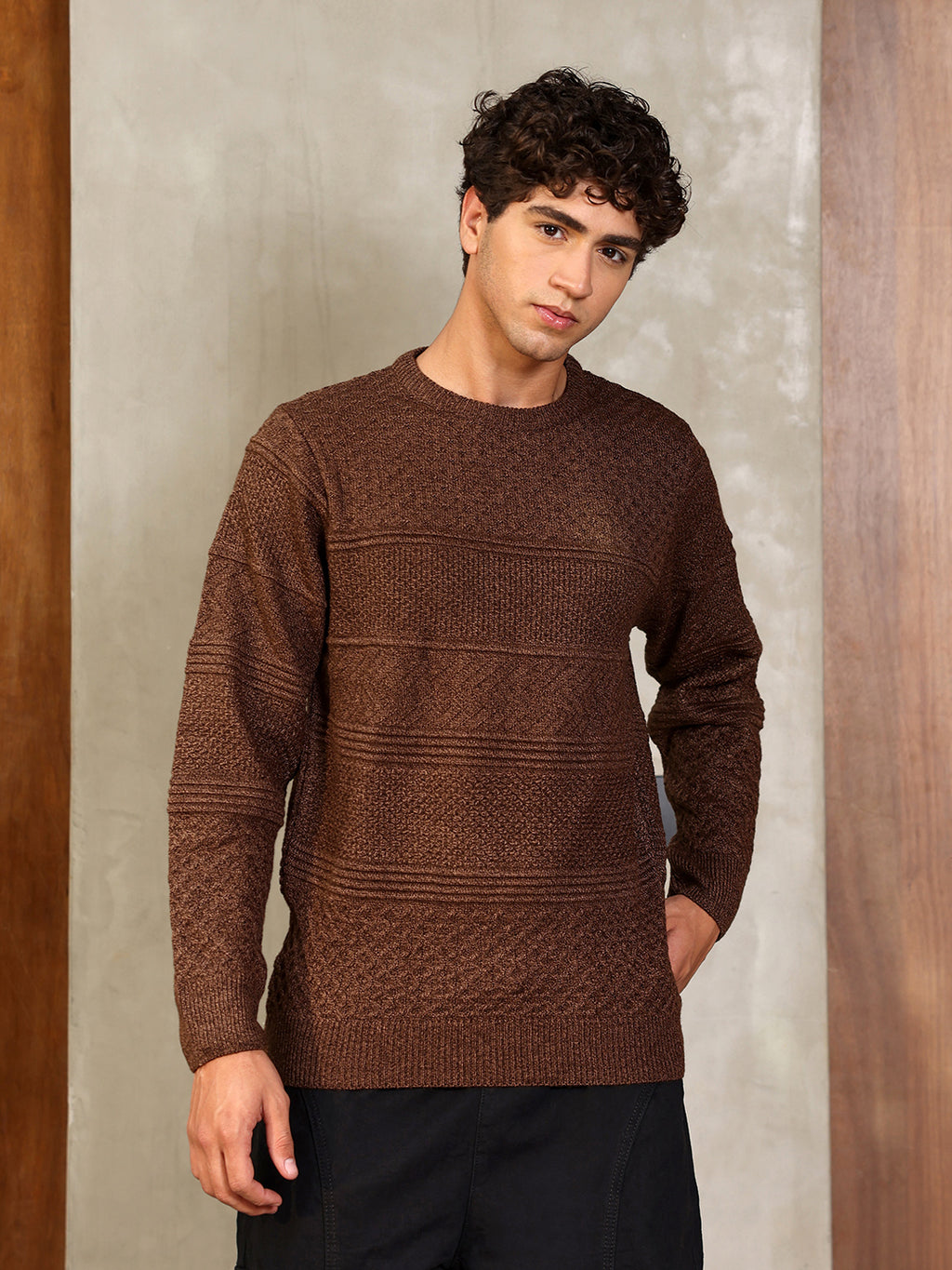 Textured-Knit Pullover Sweater