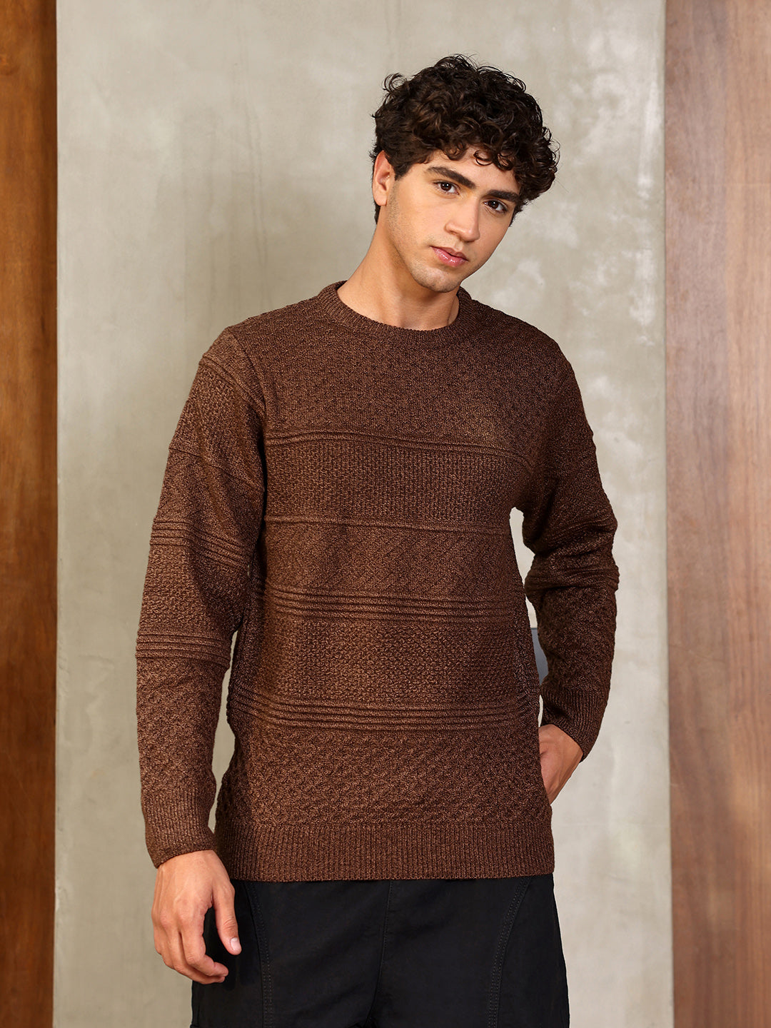 Textured-Knit Pullover Sweater