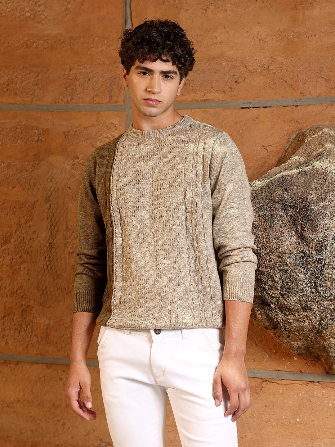 Contrast Panel Pullover Sweater